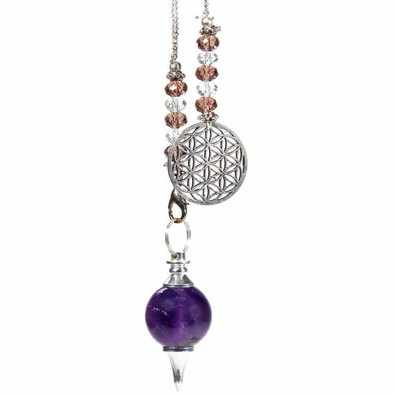 Pendel Amethyst mit Kette Blume des Lebens unter Spiritualit?t - Pendel - Edelstein Pendel