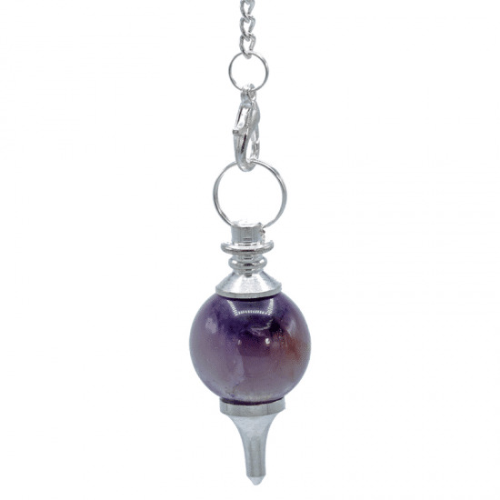 Pendel polierter Amethyst und Metall