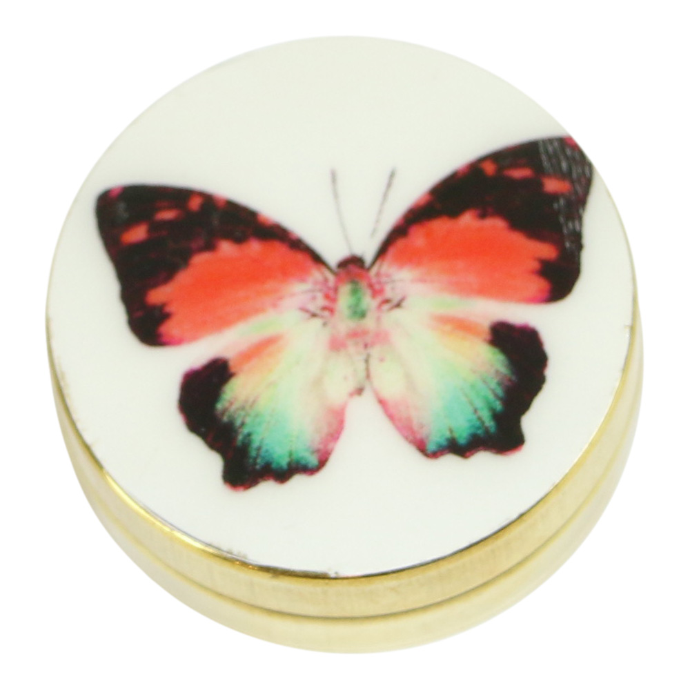 Pillenbox aus Messing Katze Schmetterling (4-5 x 1-5 cm)