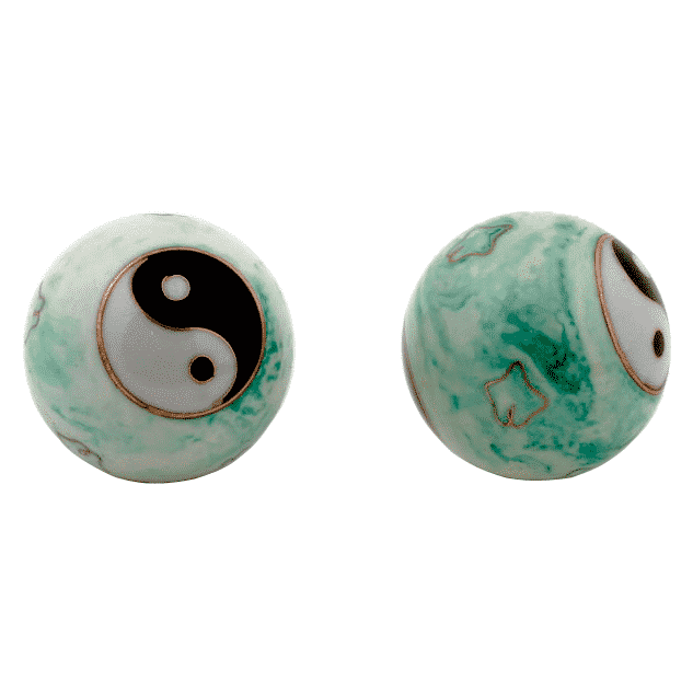 Qigongkugel - Yin Yang (wei-gr-n marmoriert)