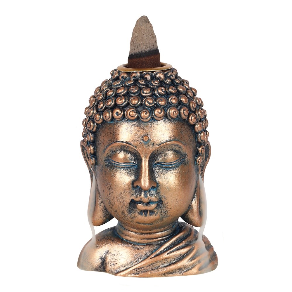 R-ckfluss Weihrauchbrenner Bronzefarbener Buddha-Kopf