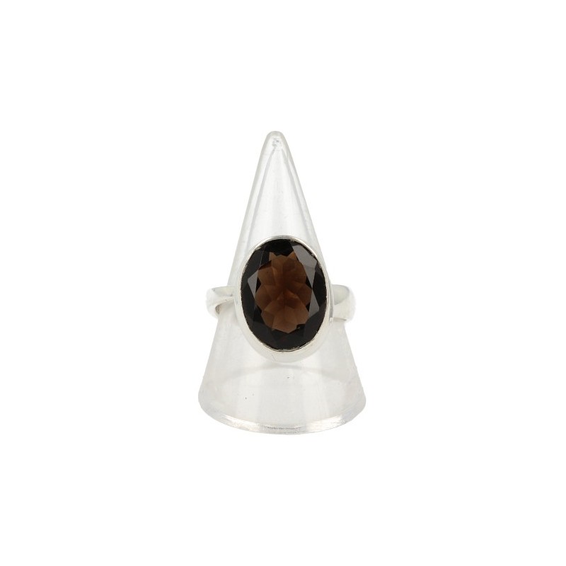 Rauchquarzring in Silber - Facette (Modell 1)