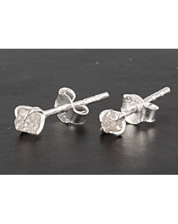 Roher Diamant Ohrstecker Silber