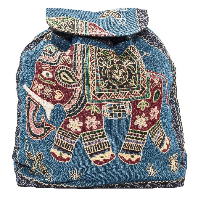 Rucksack aus Baumwolle mit Elefant Blau
