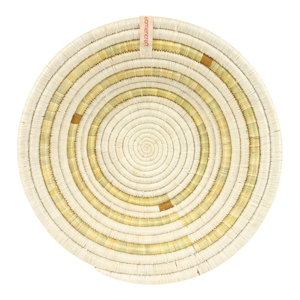 Runde dekorative Schale aus Bananenblatt Natural-Weiss