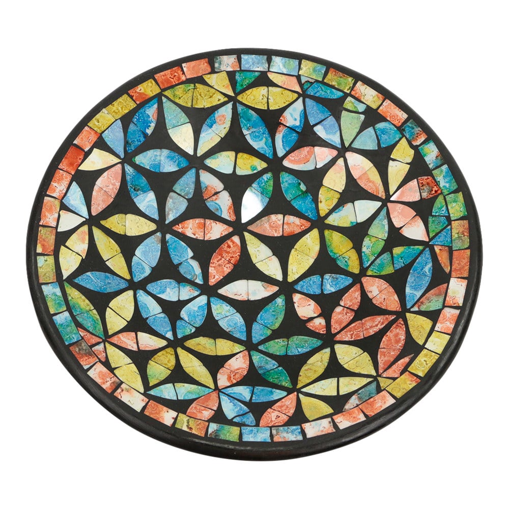 Runde dekorative Schale Mosaik Blumen Mehrfarbig (24 x 6 cm)