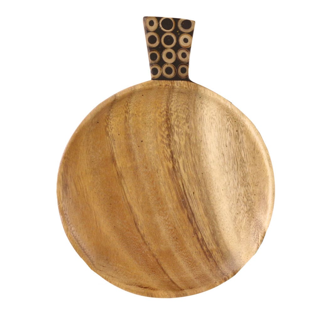 Runde Snack-Schale aus Holz mit Bambus (23 x 17 cm)