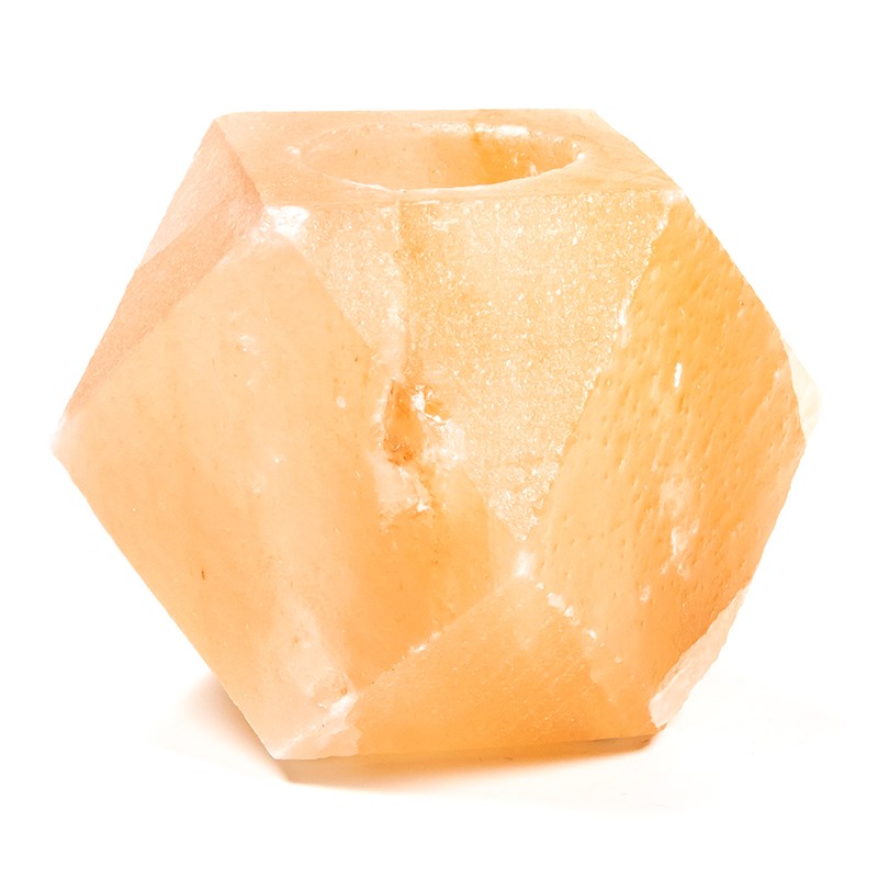 Salzkristall-Teelichhalter Diamant