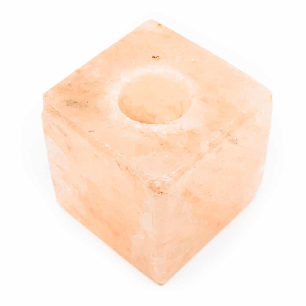 Salzstein Teelichthalter W-rfel Orange (1-3 kg) ca- 12 x 12 cm