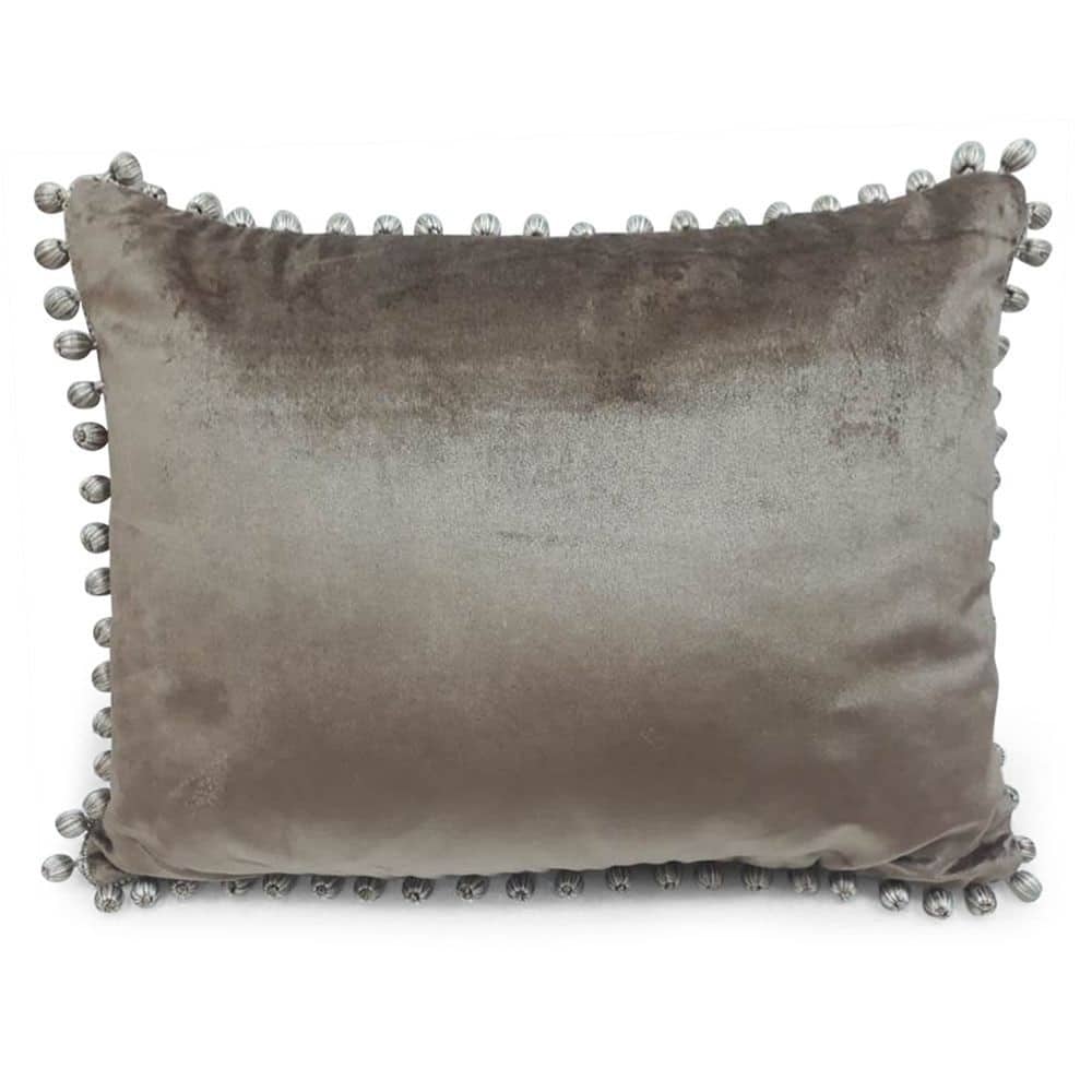 Samt Kissen PomPom Taupe (45 x 35 cm)