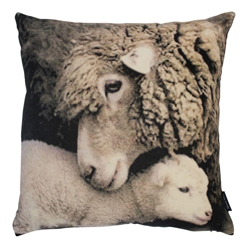 Samt Kissen Schaf und Lamm (45 x 45 cm)