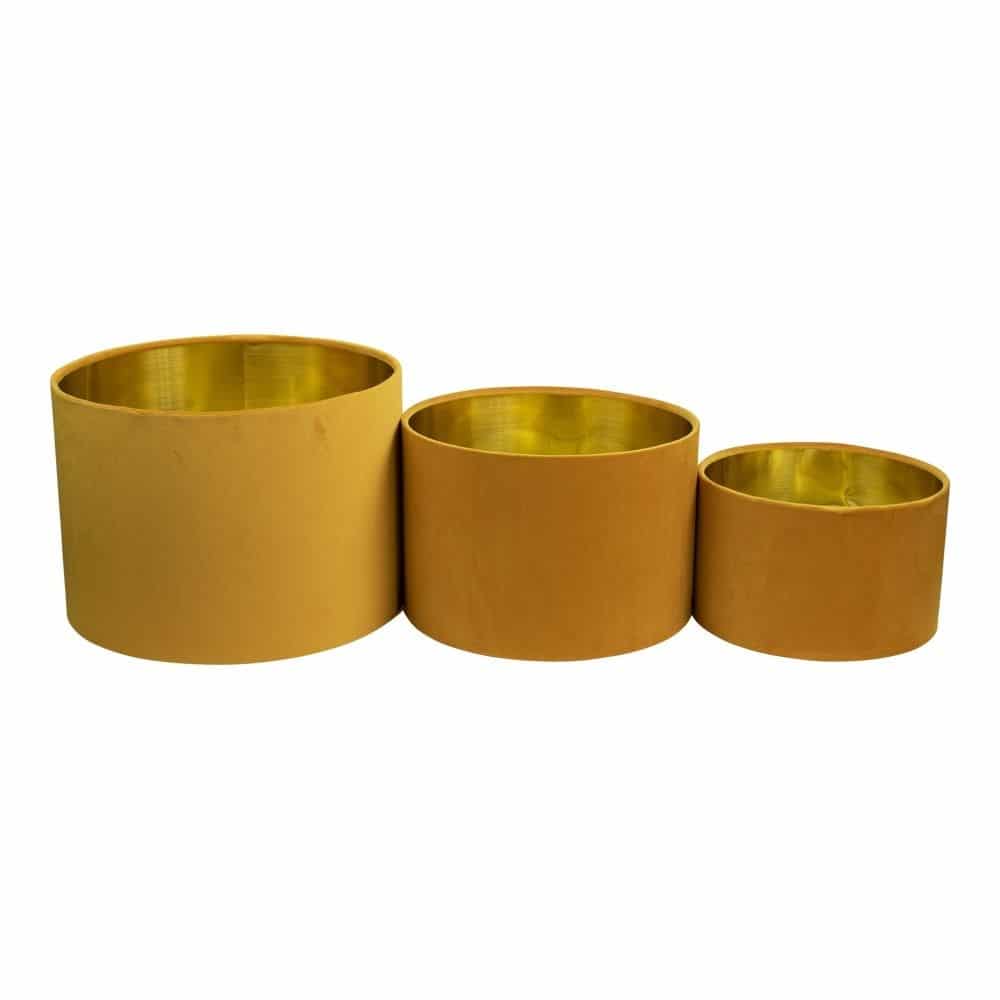 Samt Lampenschirmen Zylinder Gold-Honig (3er-Satz)