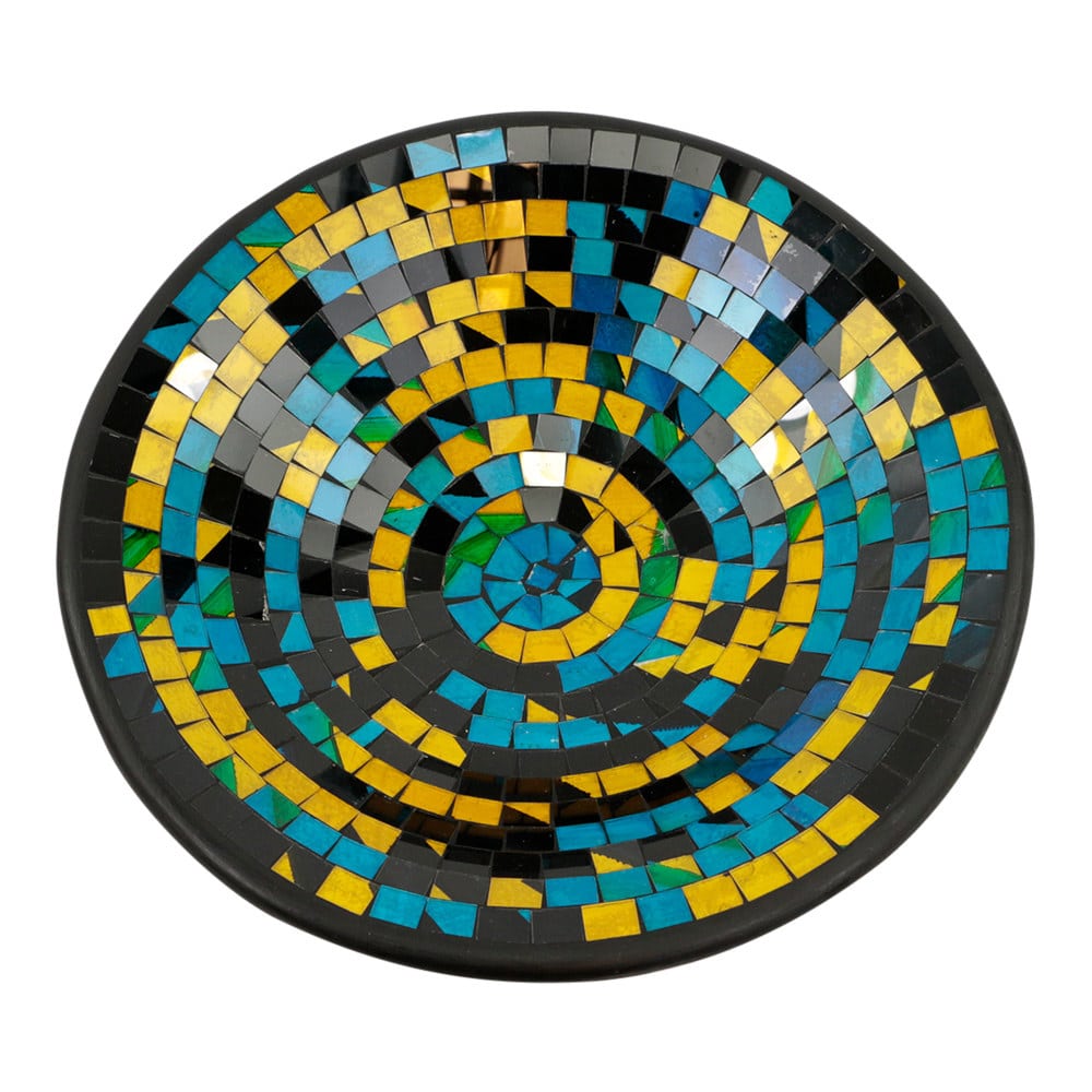 Schale Mosaik Schwarz-Blau-Gelb (36 x 36 x 10 cm)
