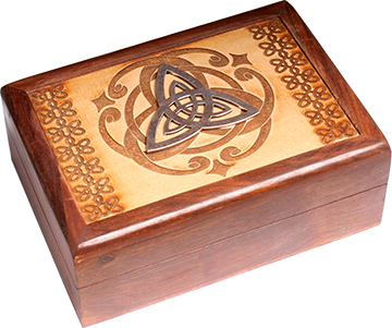 Schmuckschatulle mit Wei-metall - Triquetra (lasergraviert)