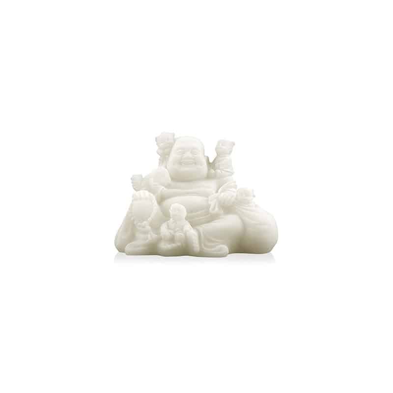 Schnee-Quarz Statue Buddha mit 5 Kindern (9 cm)