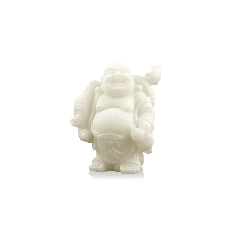 Schneequarz-Statue Buddha mit Rucksack (9 cm)