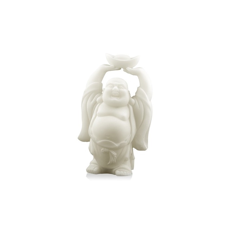 Schneequarz Statue Buddha mit Schale -ber Kopf (12 cm)