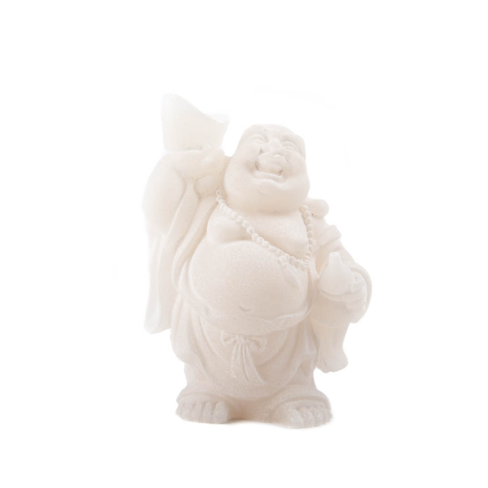 Schneequarz Statue Buddha mit Schale und Kanne (9 cm)