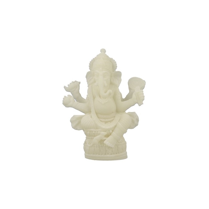 Schneequarz Statue Ganesha (13 cm)