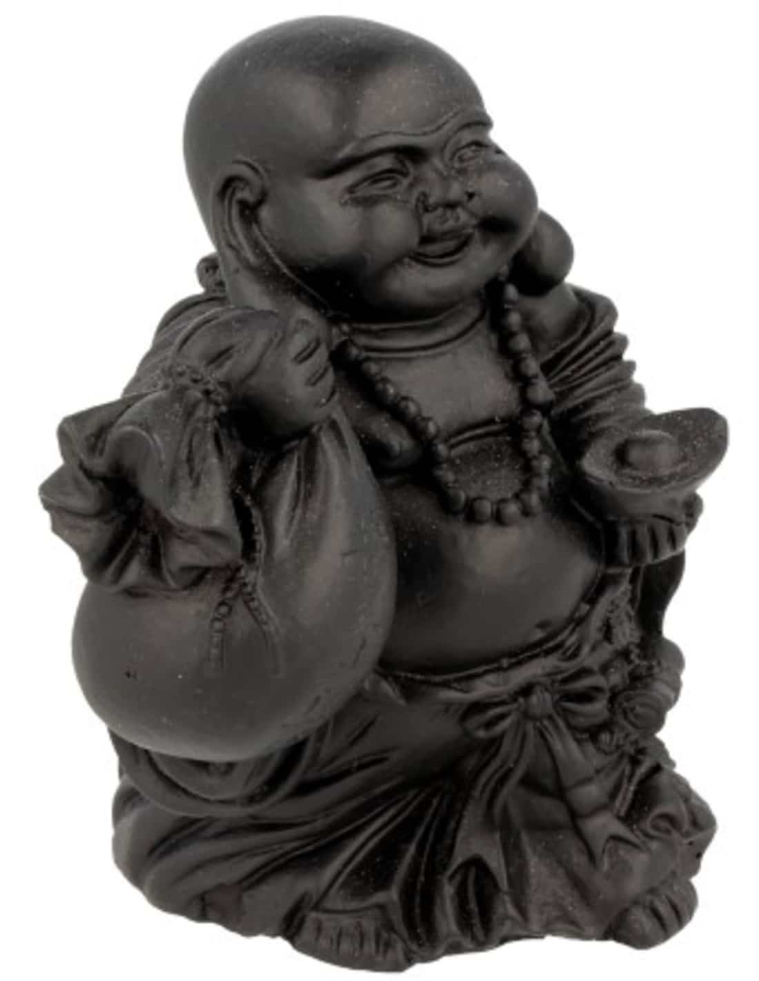 Schwarzer Buddha mit Tasche und Schale (9 cm)