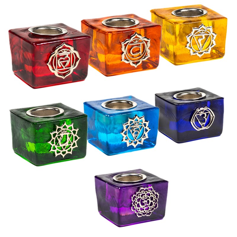 Set mit 7 Chakra Kerzenhaltern mit 22 mm -ffnung