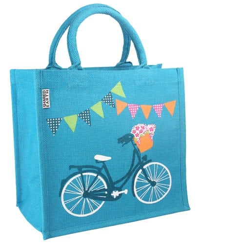 Shopper aus Jute mit Fahrrad - Blau unter Textilien - Taschen