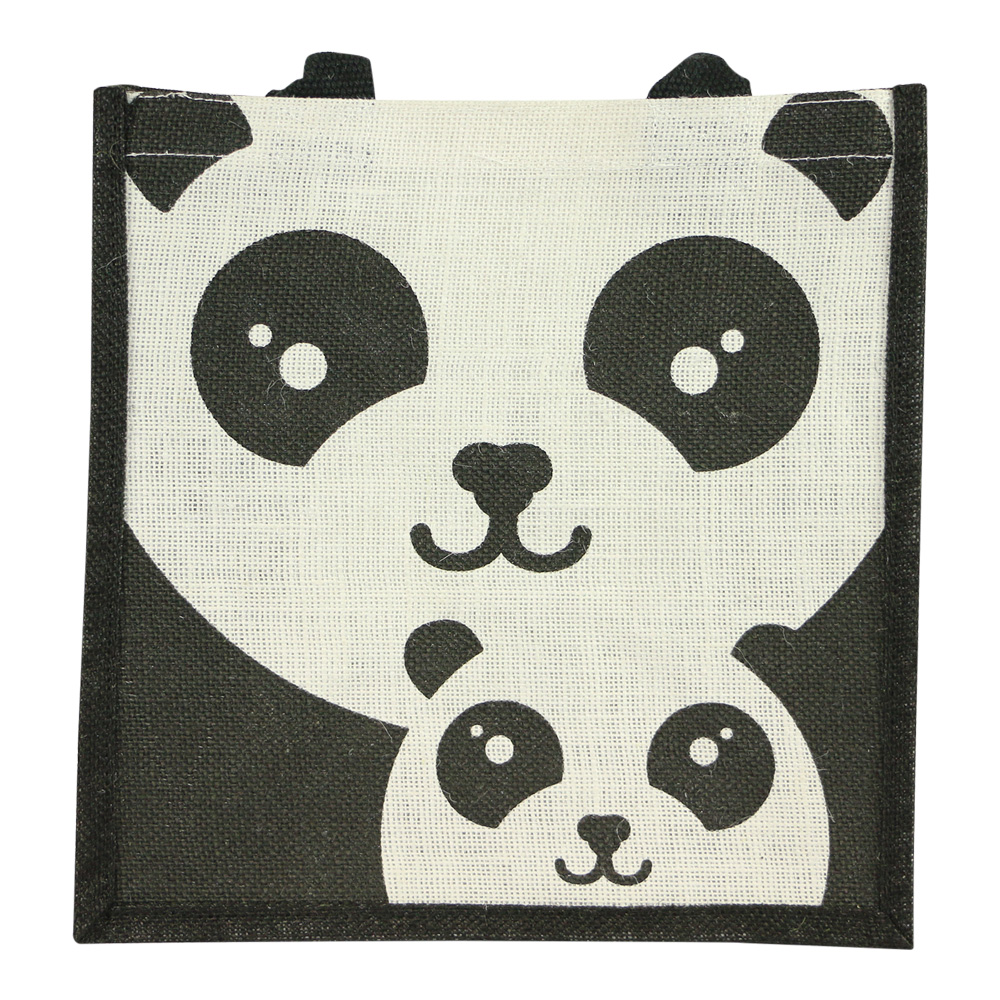 Shopper Hanf Panda mit Jungtier (30 x 30 x 20 cm)