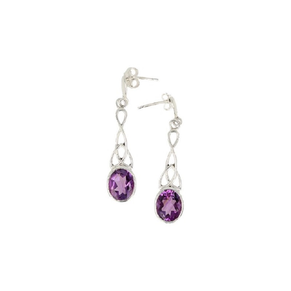 Silber Ohrringe Amethyst Facette Lang