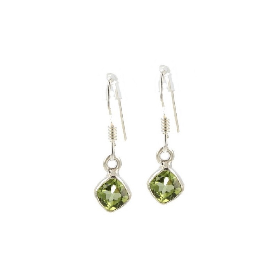 Silber Ohrringe Peridot Facette Viereckig unter Schmuck - Edelstein Ohrringe - Schmuck - Silberschmuck - Silberne Ohrringe