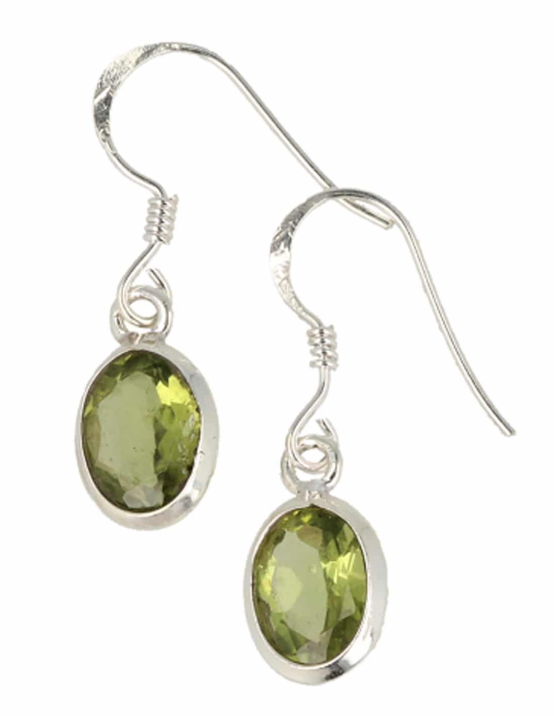 Silber Ohrringe Peridot Facettiert Oval