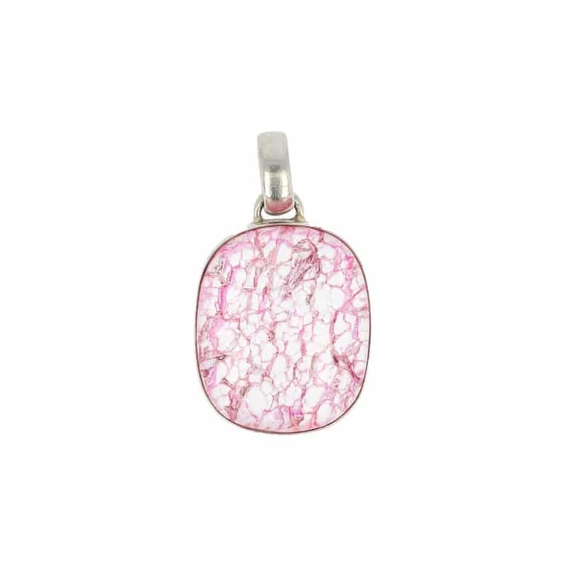 Silberanh-nger Bergkristall Crackle Pink
