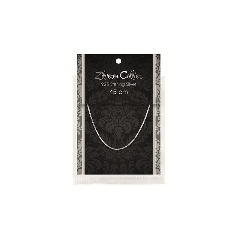 Silberne Halskette Schlange auf Displaykarte (50 cm)
