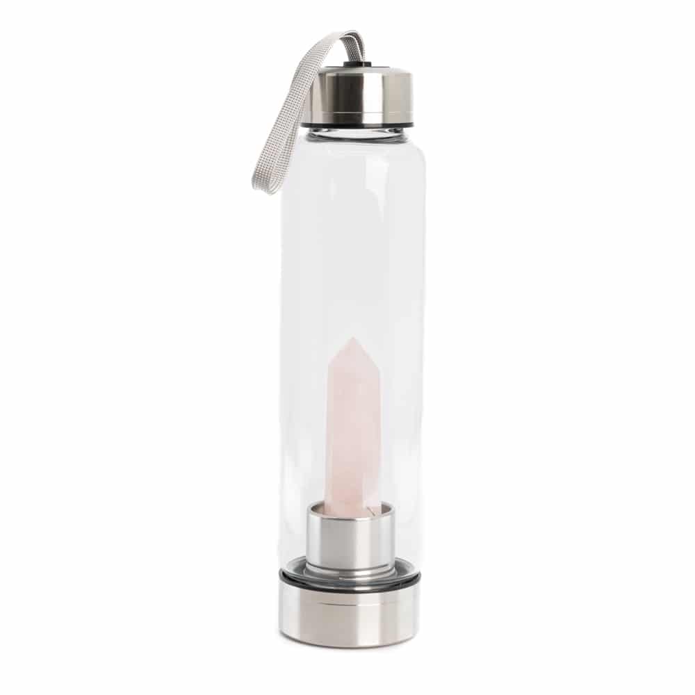 Spiru Edelstein-Wasserflasche Rosenquarz Obelisk - 500 ml