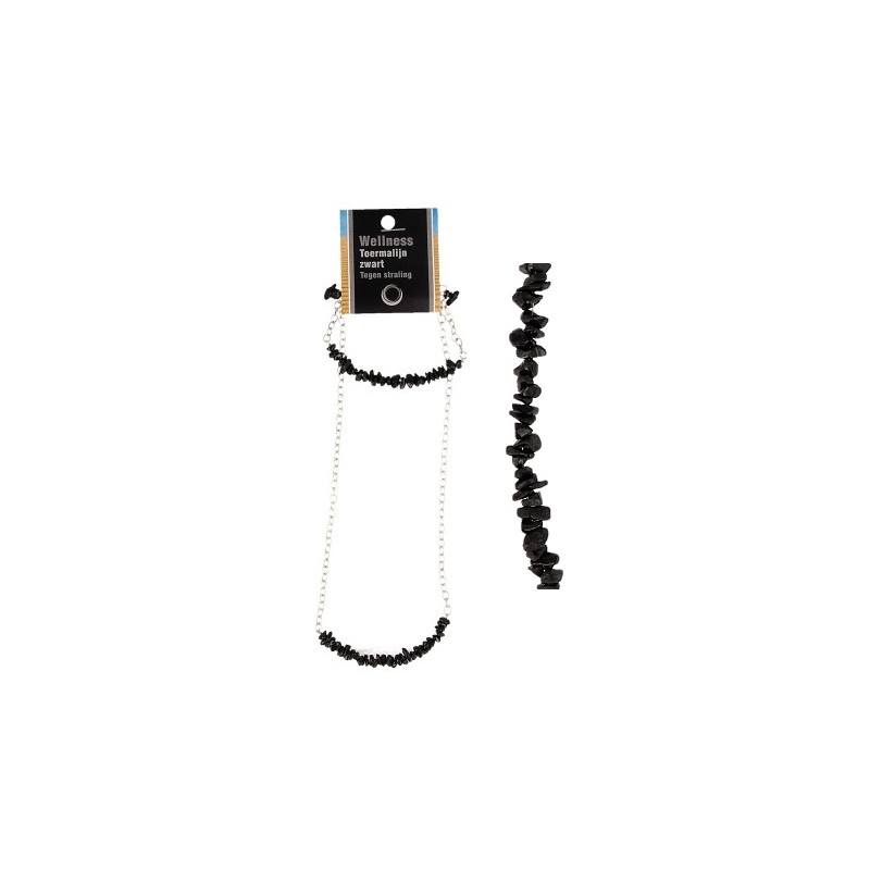 Stab-Halskette und -Armband Turmalin Schwarz (Set)