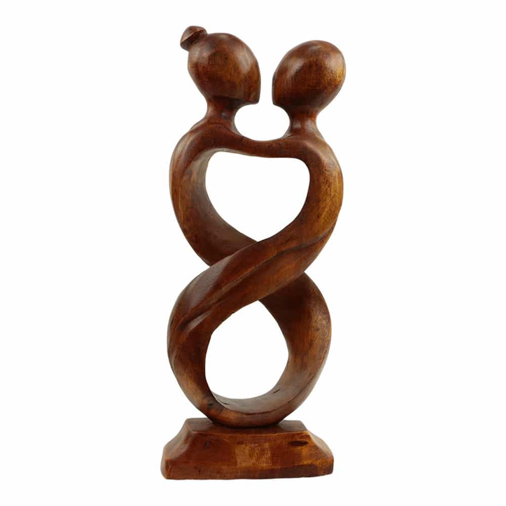 Statue aus Holz 2 Personen gedreht (32 x 12 cm)