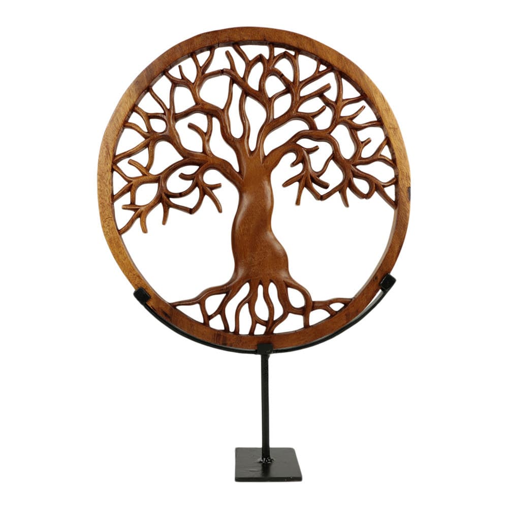 Statue aus Holz Baum auf St-nder (54 x 38 x 10 cm) unter Home & Living - Spirituelle Figuren - Holzfiguren