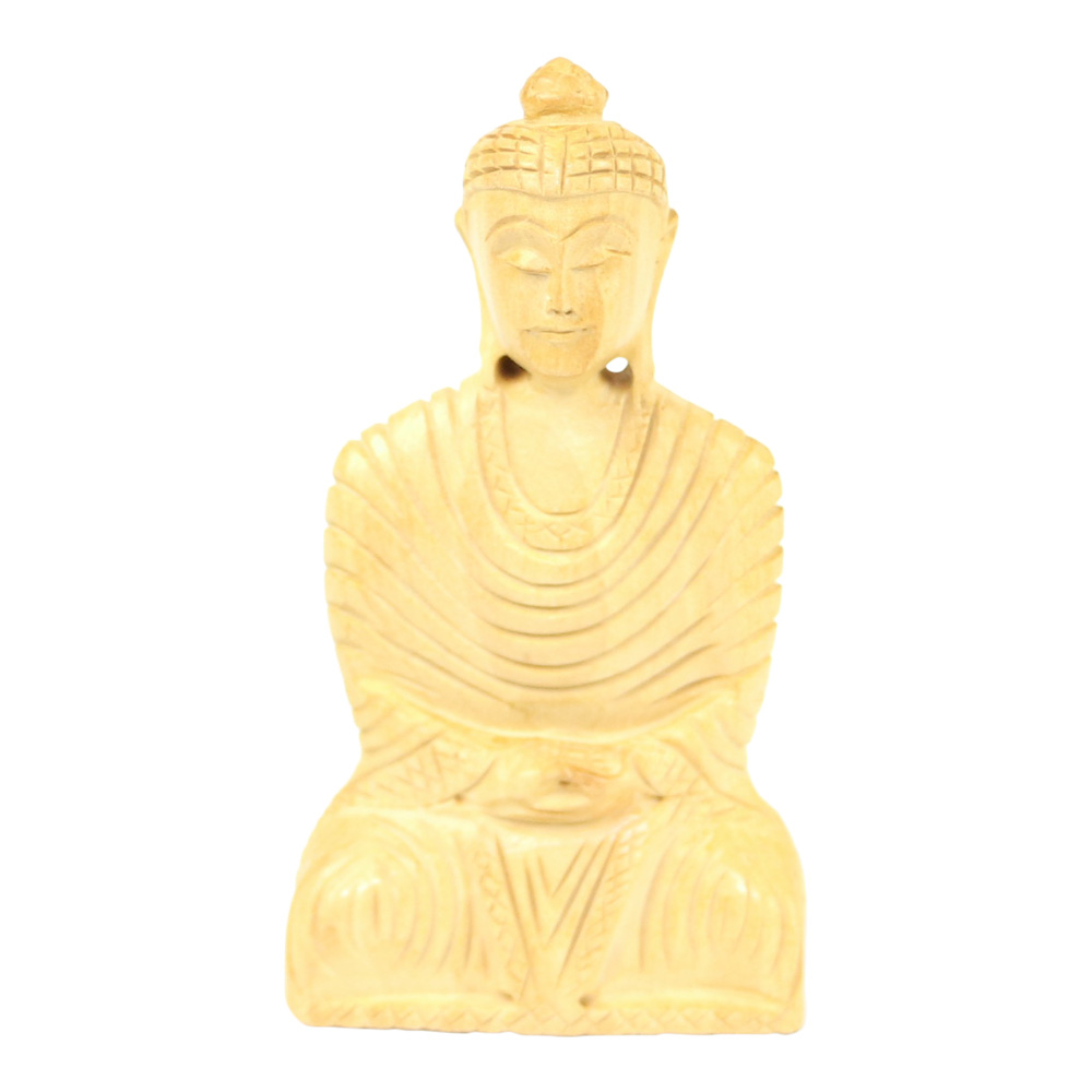 Statue aus Holz Buddha Gautam sitzend (10 x 6 x 2 cm)