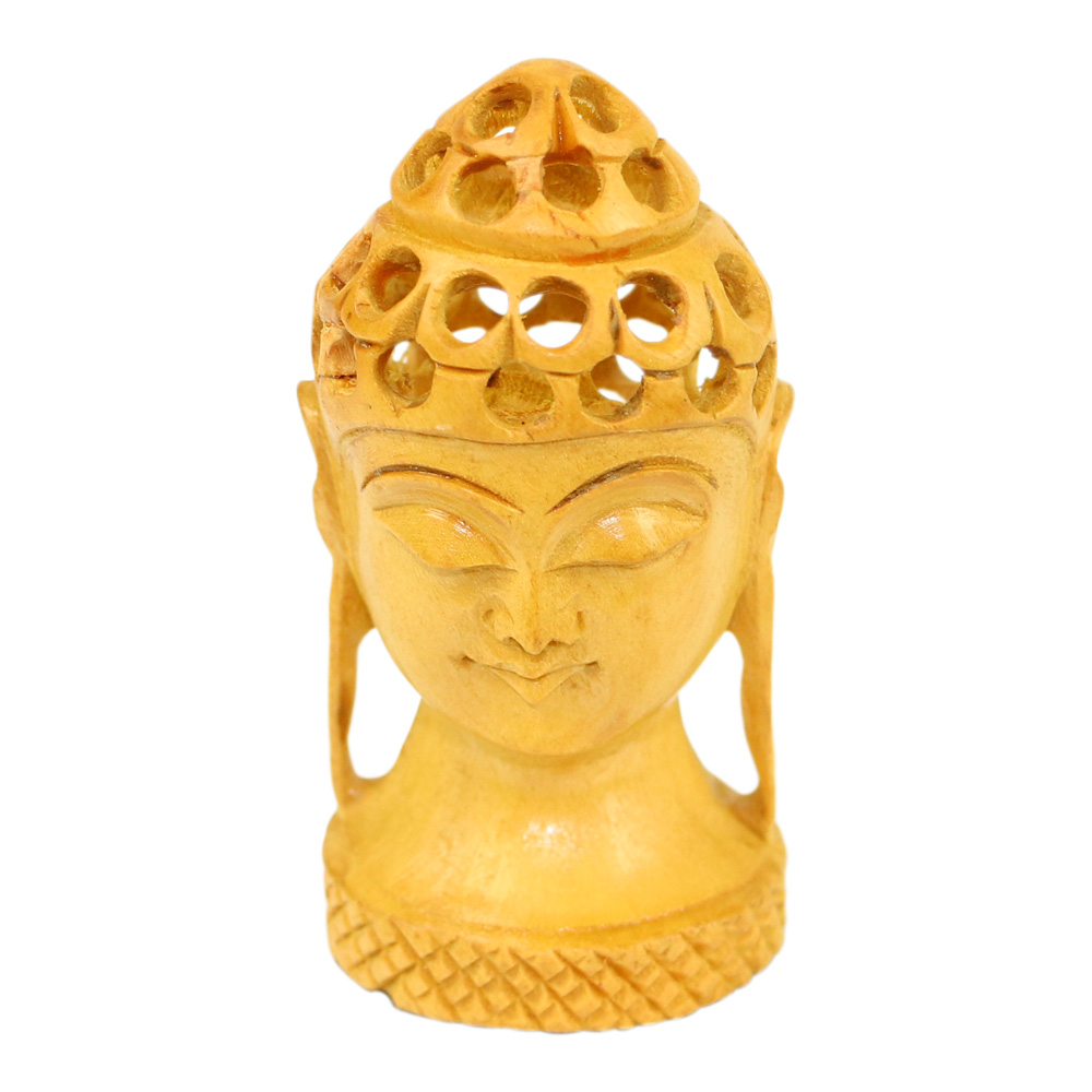 Statue aus Holz Buddha-Kopf (8 x 3-5 x 3-5 cm)
