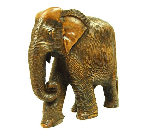 Statue aus Holz Elefant (20-5 x 20 x 9 cm)