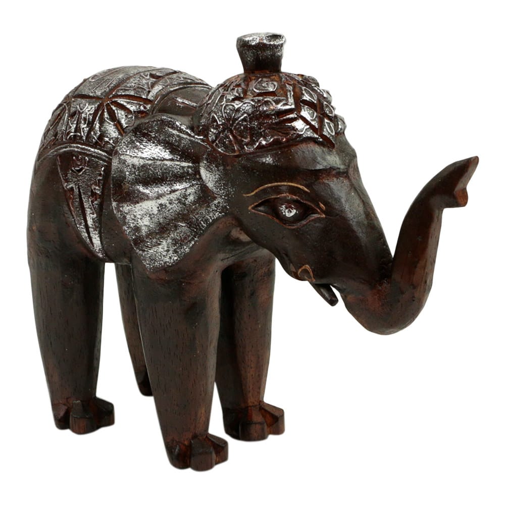 Statue aus Holz Elefant Braun (24 x 21 cm)