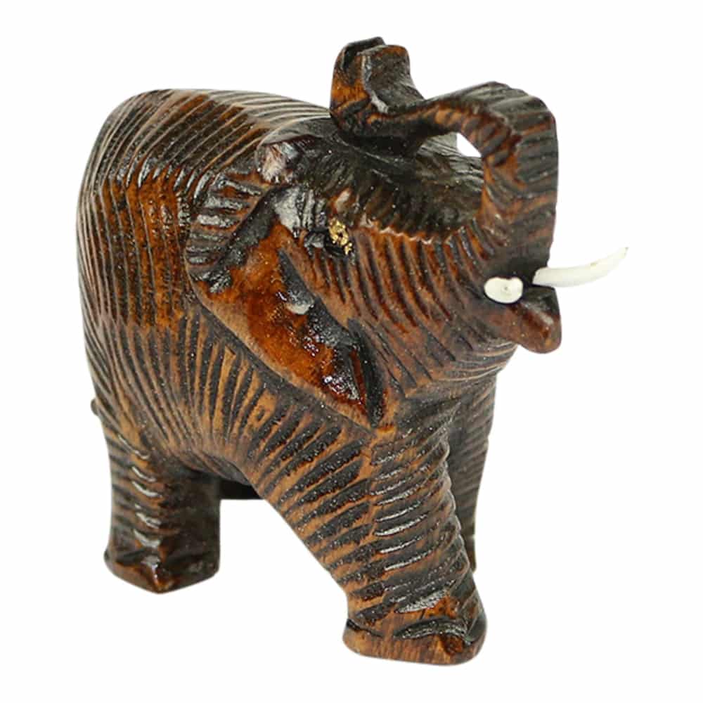 Statue aus Holz Elefanten Gru- Braun (7 x 4 x 3 cm)