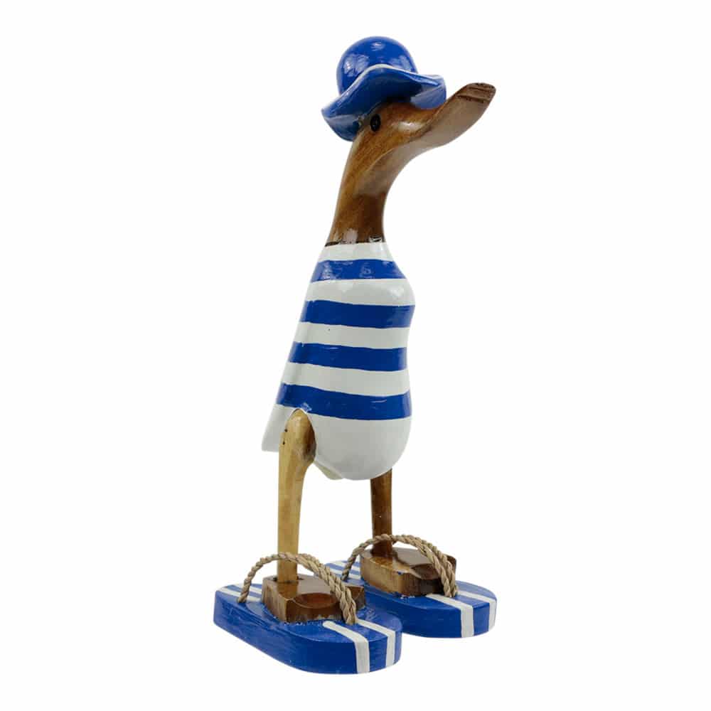 Statue aus Holz Ente auf Flip Flops Blau (27 x 16 cm)