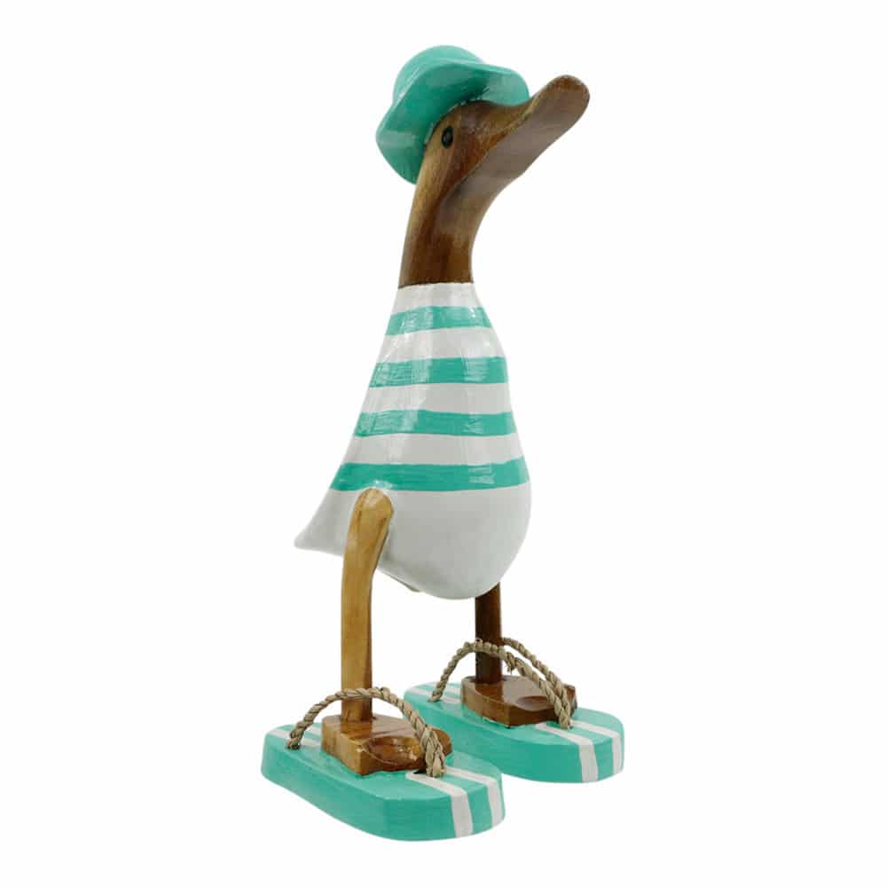 Statue aus Holz Ente auf Flip Flops T-rkis (27 x 16 cm)