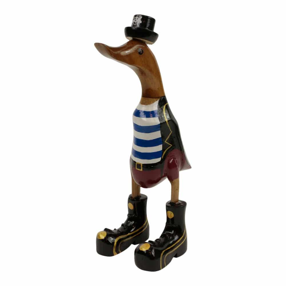 Statue aus Holz Ente Pirat (28 x 16 cm)