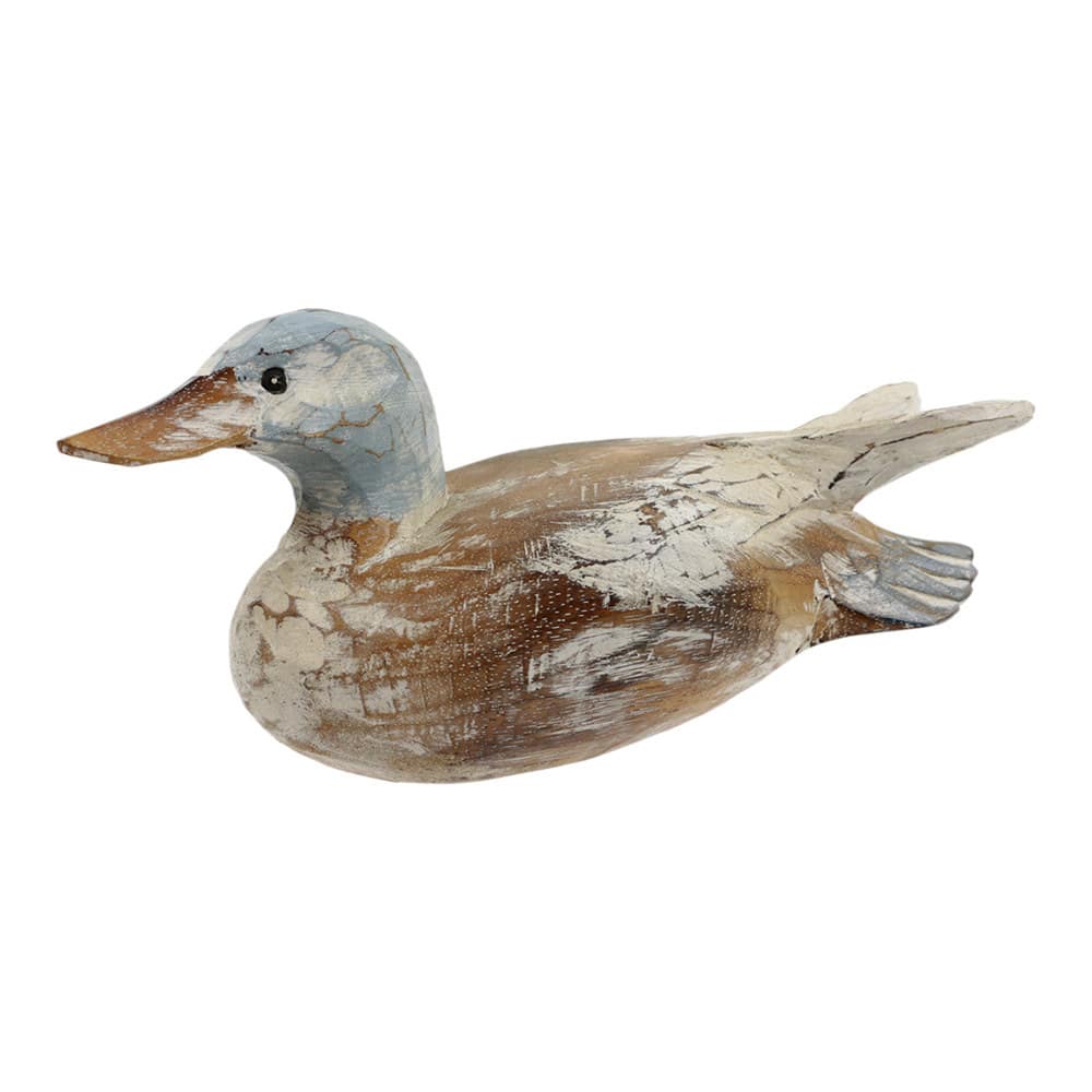 Statue aus Holz Ente sitzend Whitewash (30 x 12 cm) unter Home & Living - Spirituelle Figuren - Holzfiguren - Holzente - Home & Living - Dekoration & Atmosph?re