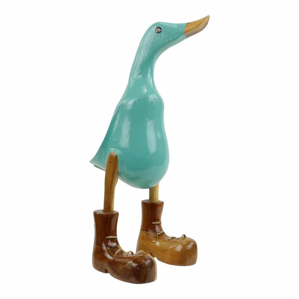 Statue aus Holz Ente T-rkis (26 x 13 cm)