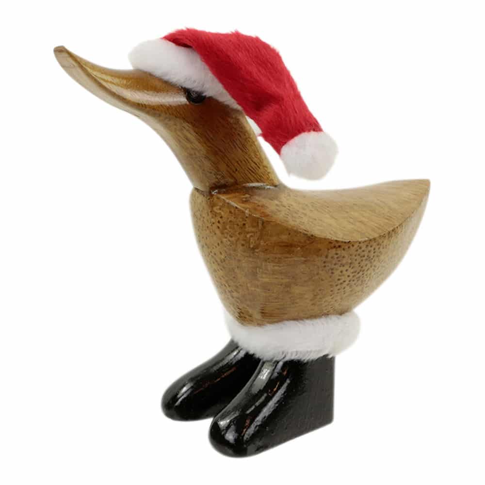 Statue aus Holz Ente Weihnachtsmann (14 x 12 cm)