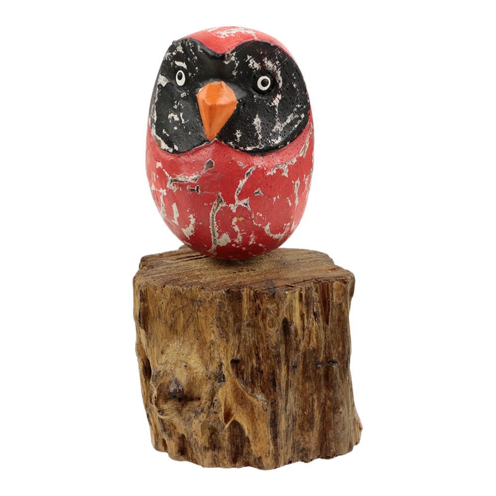 Statue aus Holz Eule auf Baumstumpf Rot (17 x 10 cm)