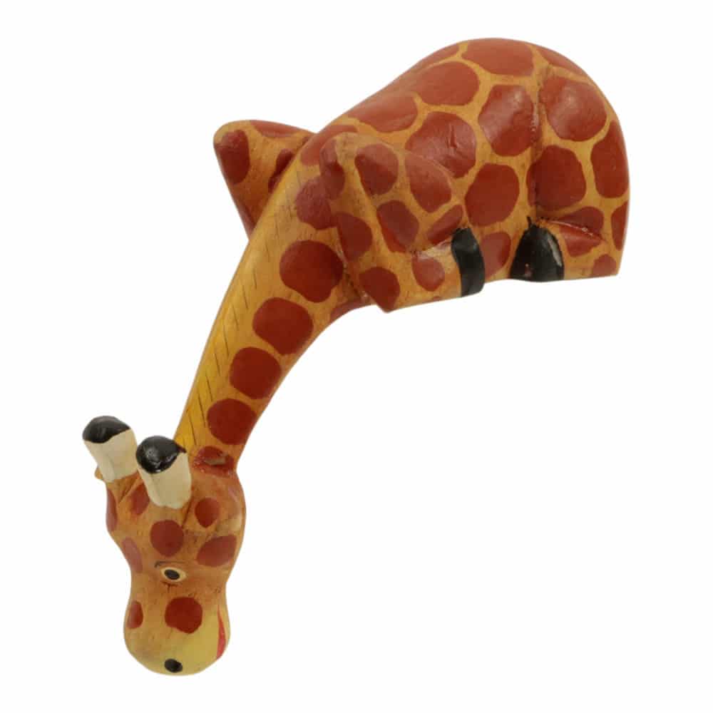 Statue aus Holz Giraffe schaut nach unten (20 x 19 x 8 cm)