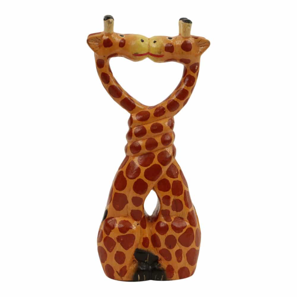 Statue aus Holz K-ssende Giraffen (25 x 11 x 5 cm)